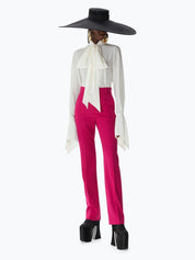 Tie-neck crepe de chine shirt
