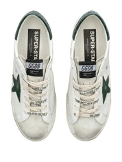 Super star nappa upper suede toe and tongue leather star printed leather heel