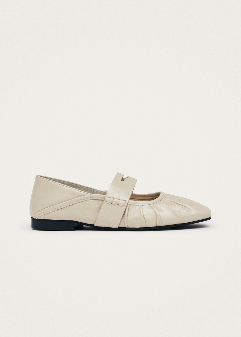 BARGO CREAM LEATHER BALLET FLATS