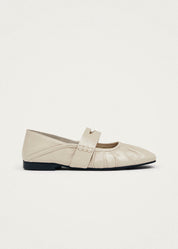 BARGO CREAM LEATHER BALLET FLATS