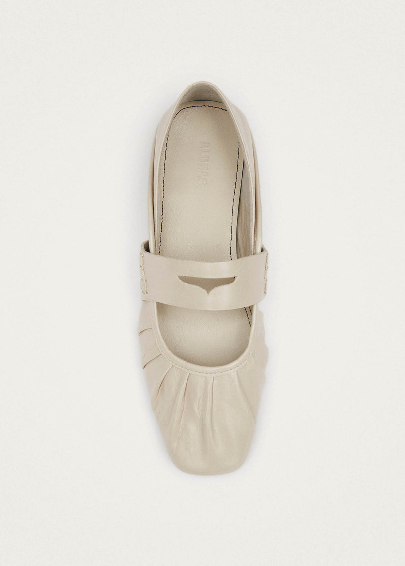 BARGO CREAM LEATHER BALLET FLATS