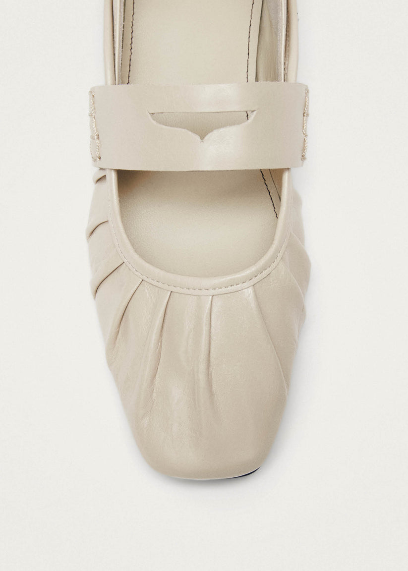 BARGO CREAM LEATHER BALLET FLATS