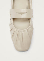 BARGO CREAM LEATHER BALLET FLATS