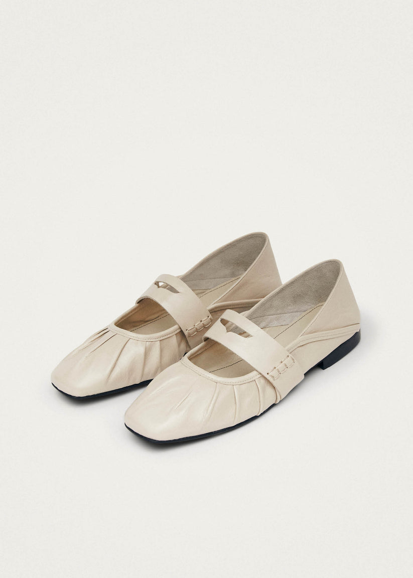 BARGO CREAM LEATHER BALLET FLATS