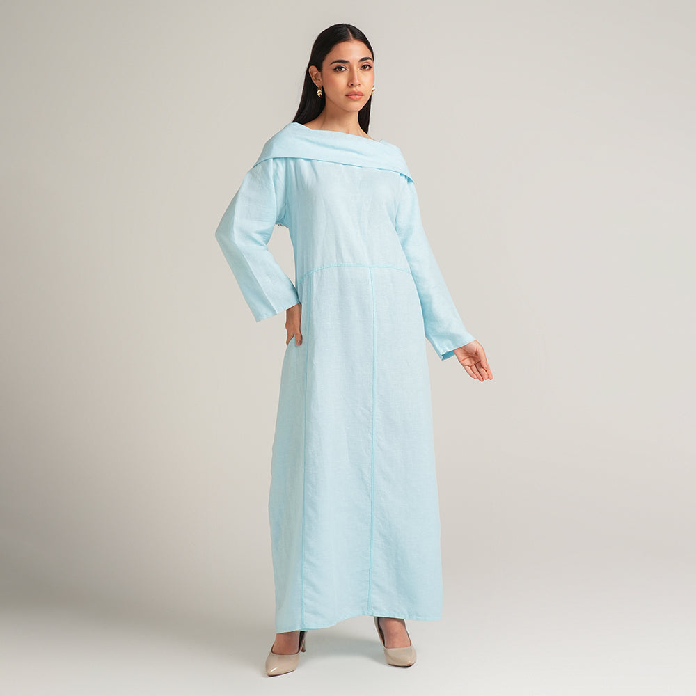 L-BLUE LINEN DRESS