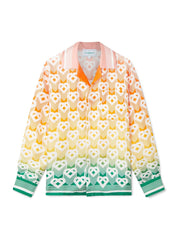 Gradient heart monogram silk shirt