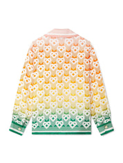 Gradient heart monogram silk shirt