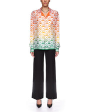 Gradient heart monogram silk shirt