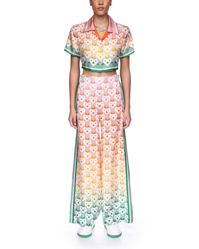 Gradient Heart Monogram Wide Leg Trousers