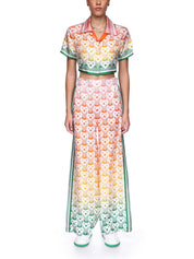 Gradient heart monogram wide leg trousers