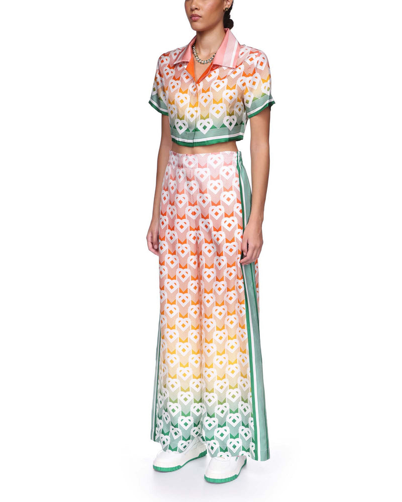 Gradient Heart Monogram Wide Leg Trousers