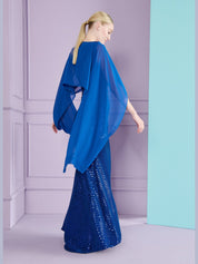 Poncho georgette enzian