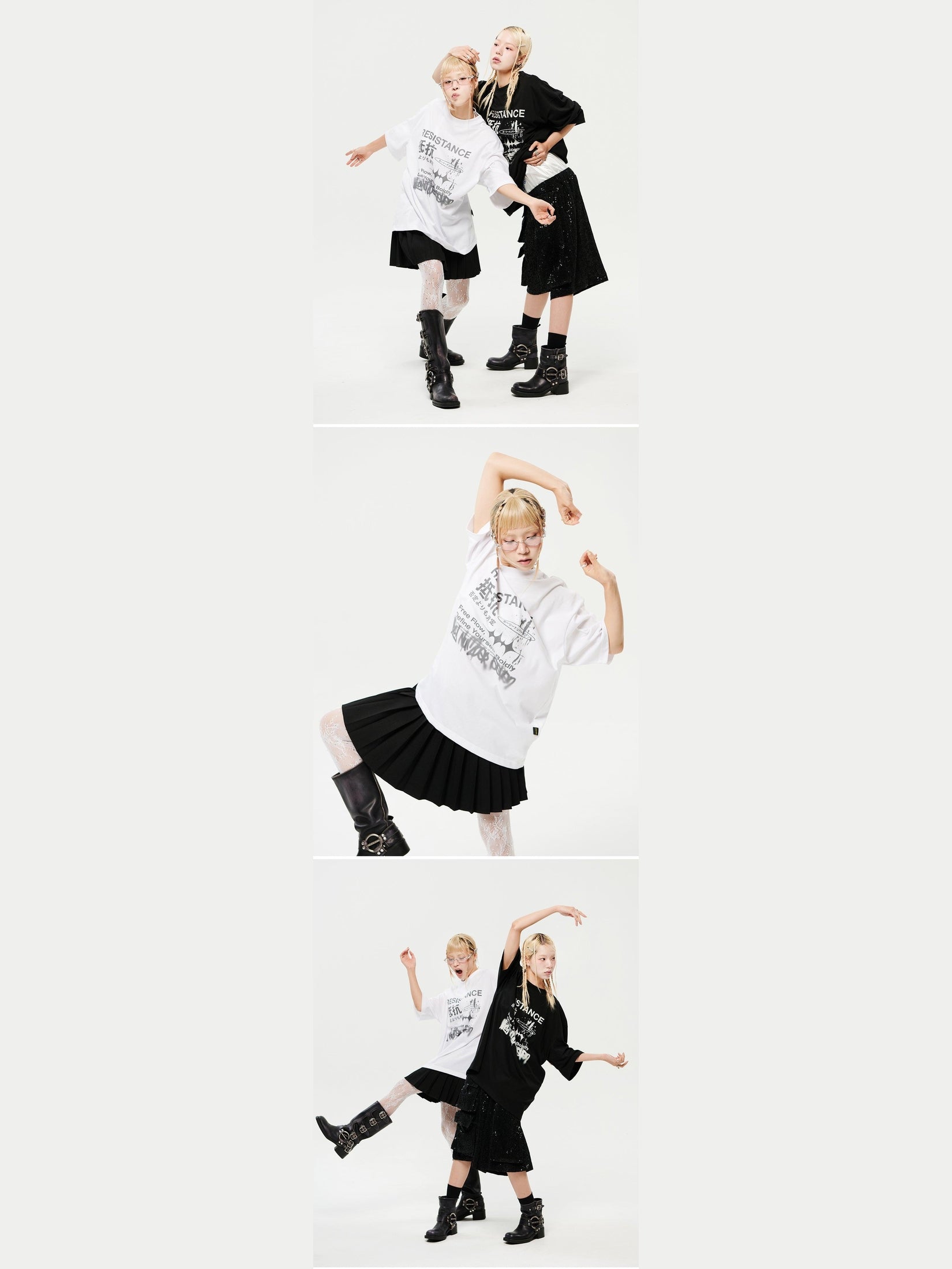 Oversized hip hop dance studio resistance graphics short sleeve t-shirt