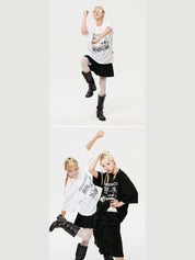 Oversized hip hop dance studio resistance graphics short sleeve t-shirt
