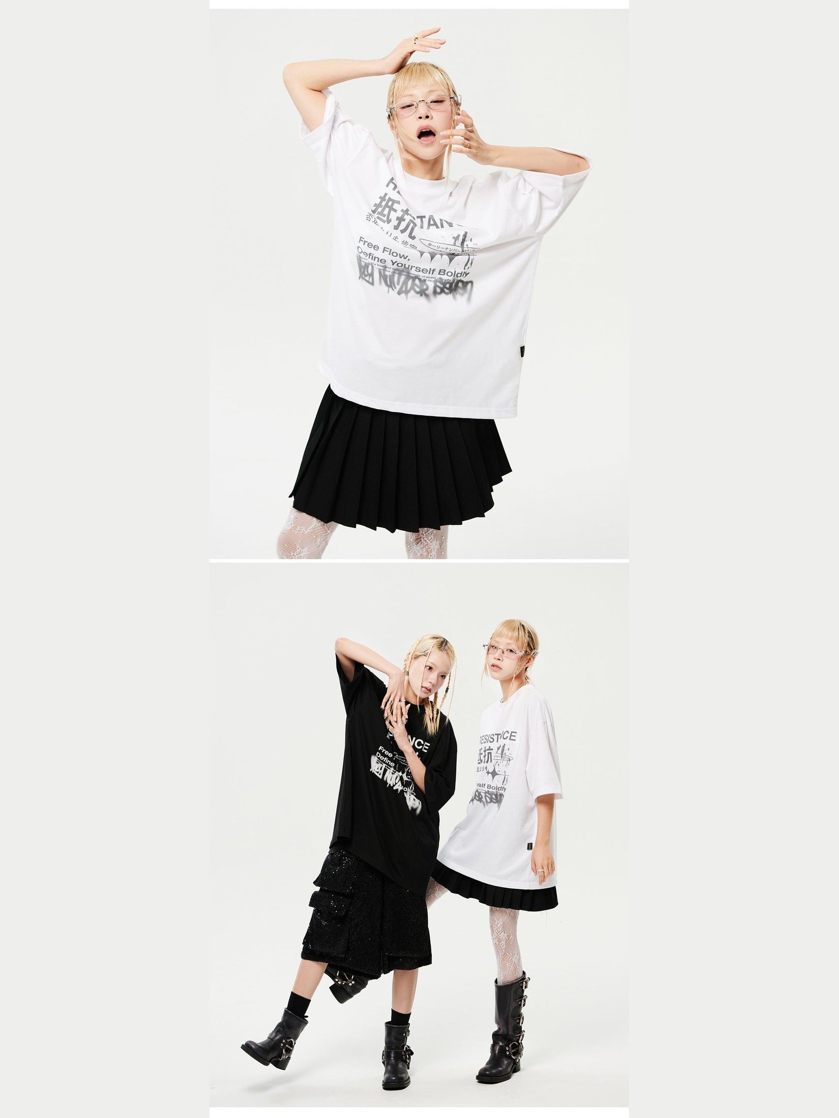 Oversized hip hop dance studio resistance graphics short sleeve t-shirt