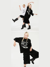 Oversized hip hop dance studio resistance graphics short sleeve t-shirt