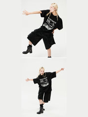 Oversized hip hop dance studio resistance graphics short sleeve t-shirt