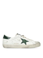 Super star nappa upper suede toe and tongue leather star printed leather heel