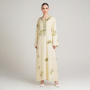 OLIVE COTTON DRESS WITH EMBROIDERY