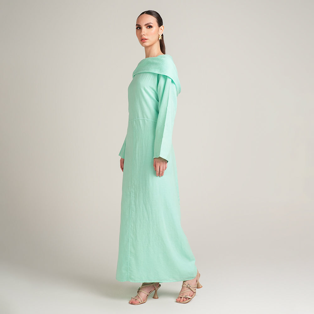 GREEN LINEN DRESS