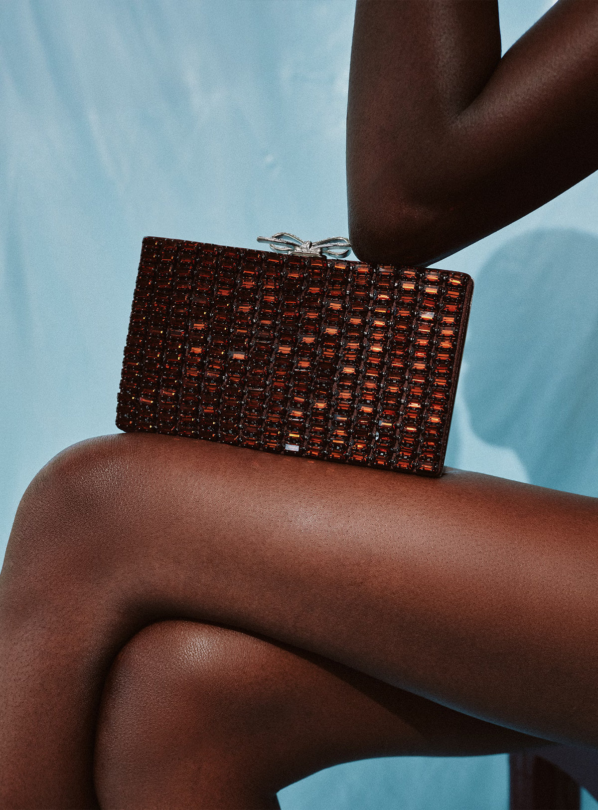 Brown chainmail clutch bag