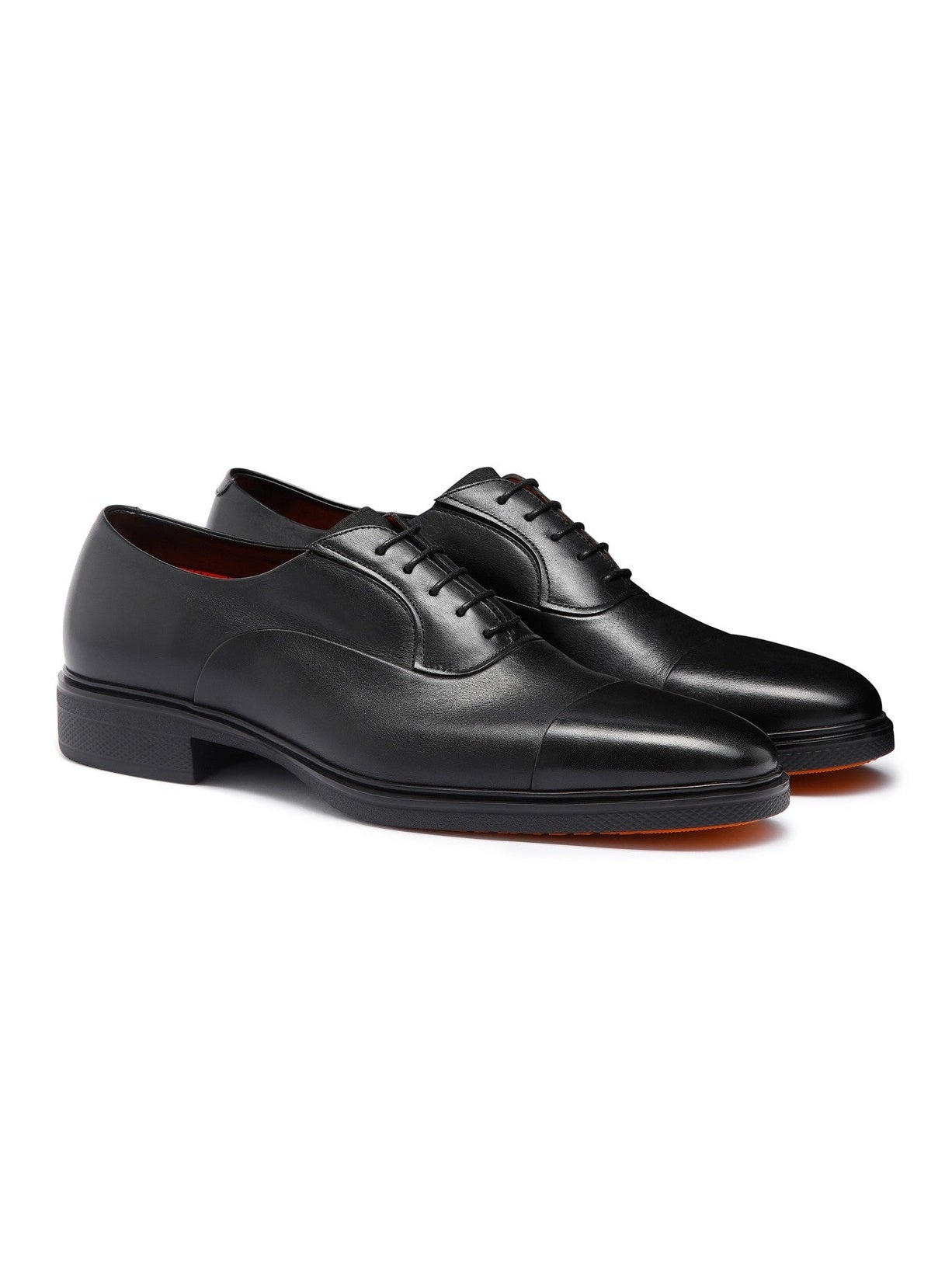 Men's black leather easy lace-up