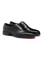 Men's black leather easy lace-up