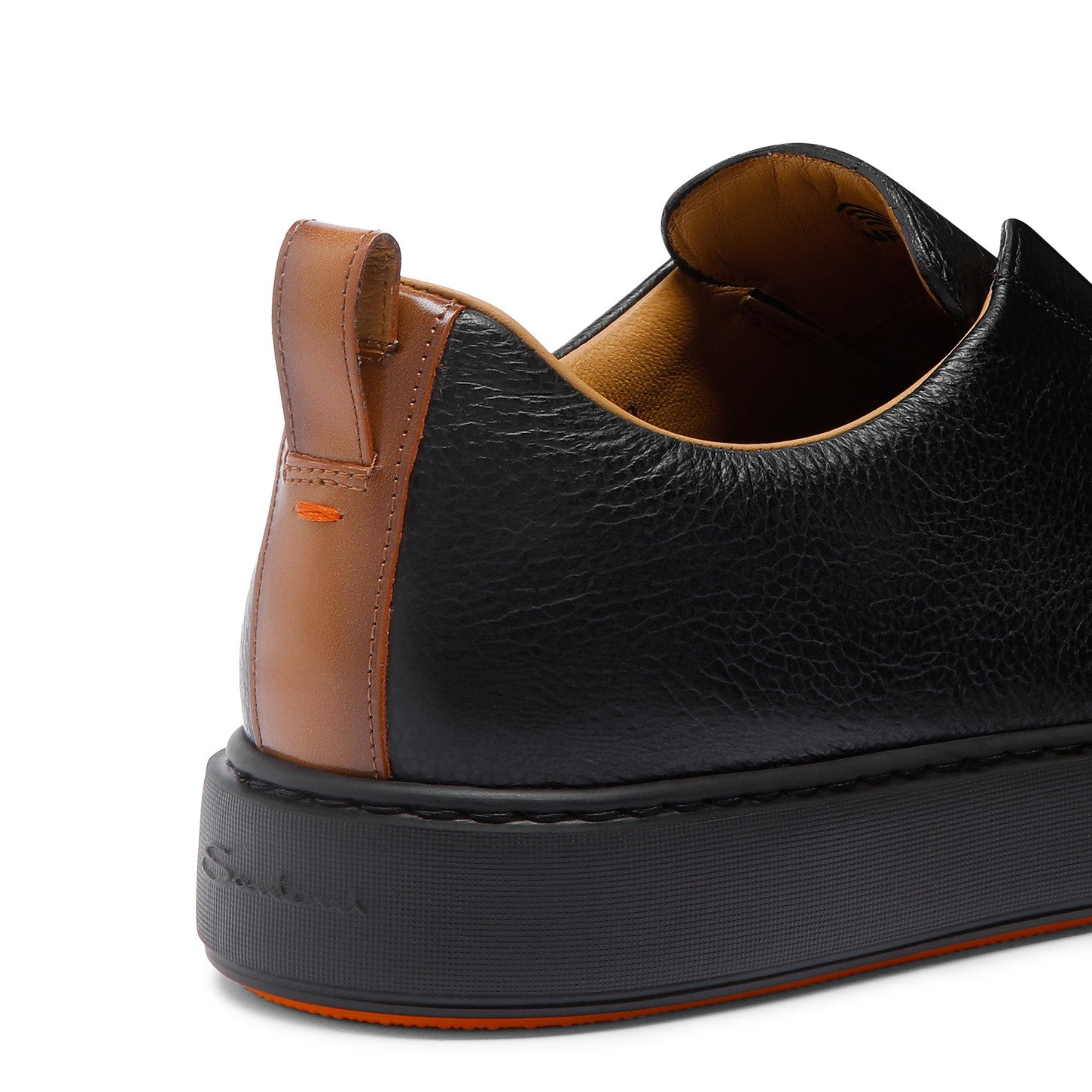 MEN'S BLACK TUMBLED LEATHER SLIP-ON SNEAKER