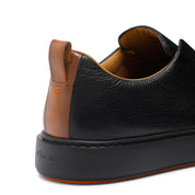 MEN'S BLACK TUMBLED LEATHER SLIP-ON SNEAKER