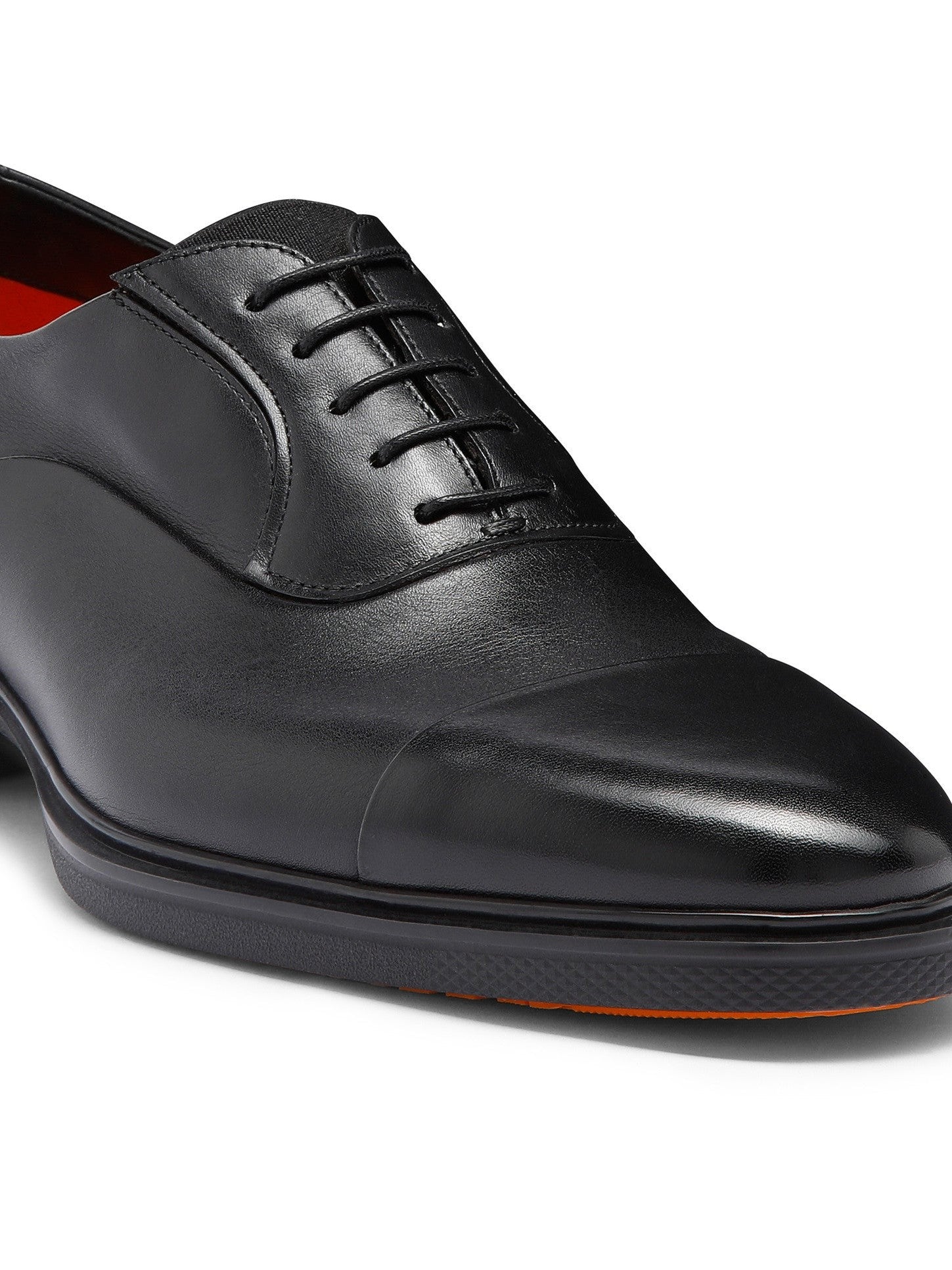 Men's black leather easy lace-up