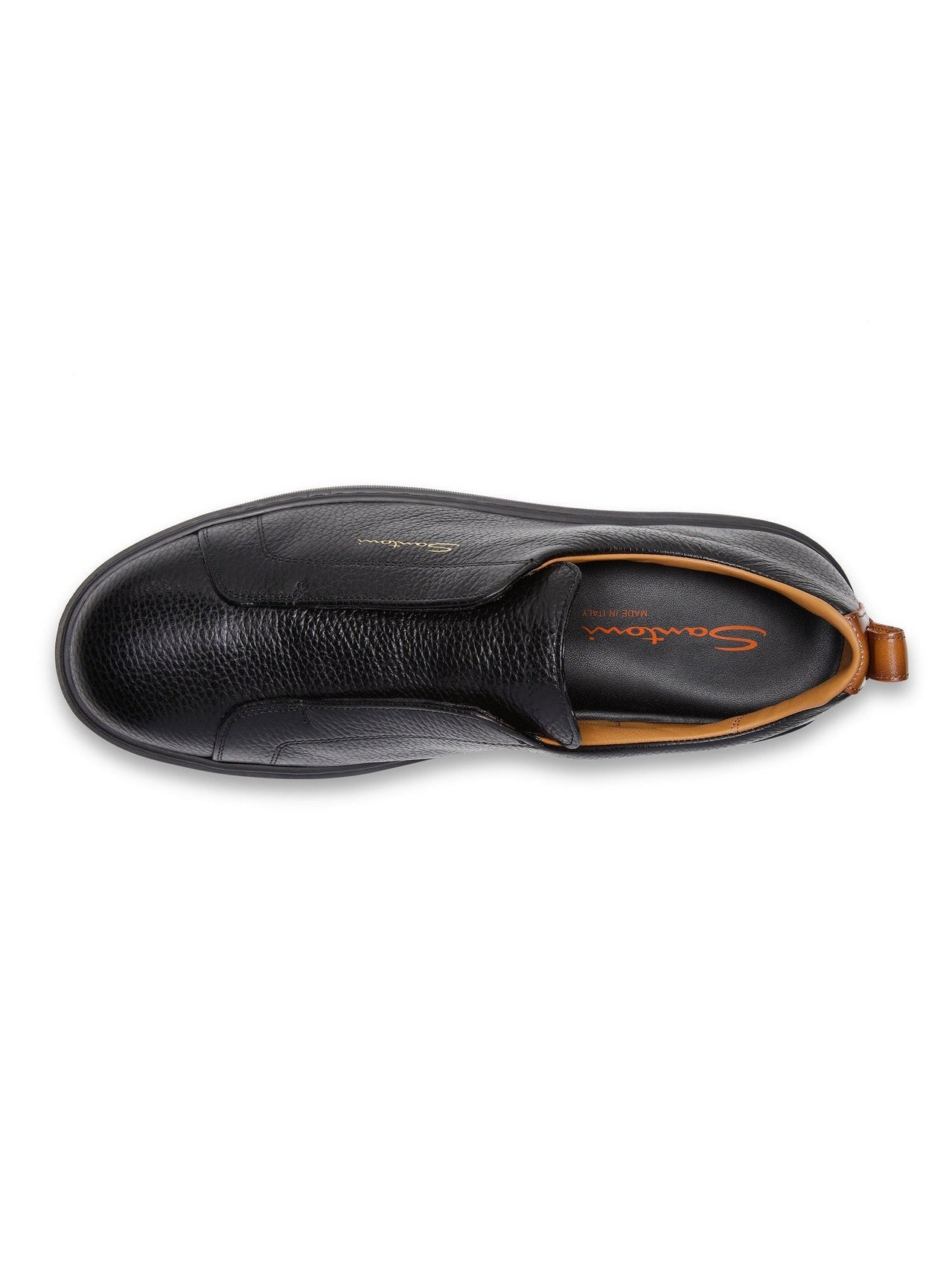 Men's black tumbled leather slip-on sneaker