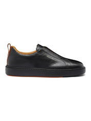 Men's black tumbled leather slip-on sneaker
