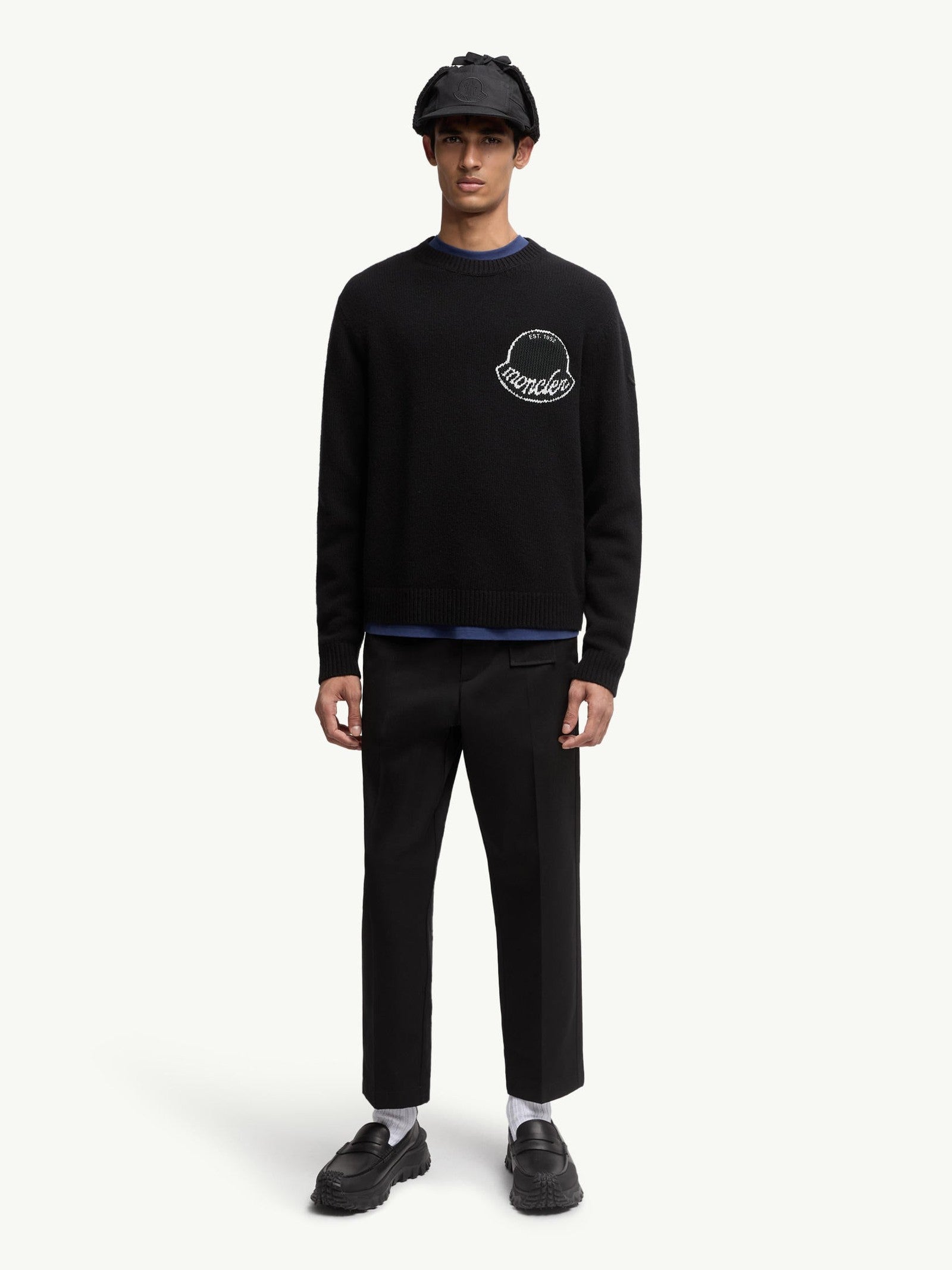 Embroidered logo wool sweater