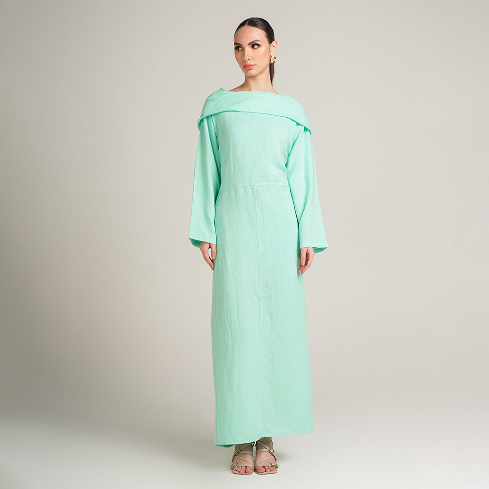 GREEN LINEN DRESS