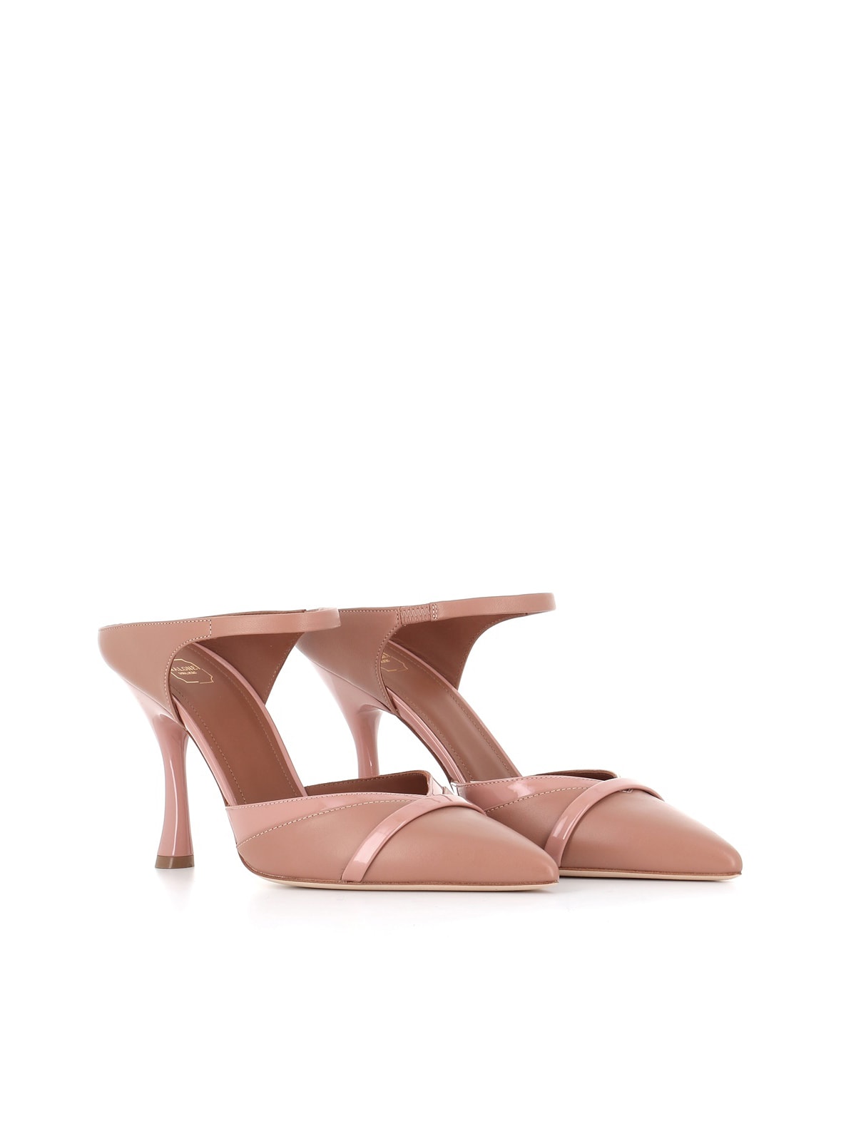 POINTED TOE MULE WITH DOUBLE LAYER DETAIL AND TWO STRAPS ON SCULPTED HEEL