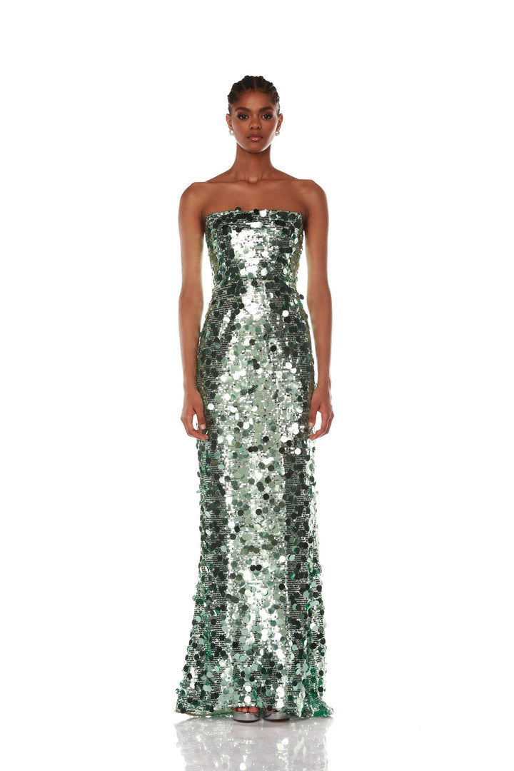 FARAH STRAPLESS GREEN GOWN