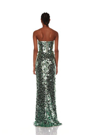 FARAH STRAPLESS GREEN GOWN