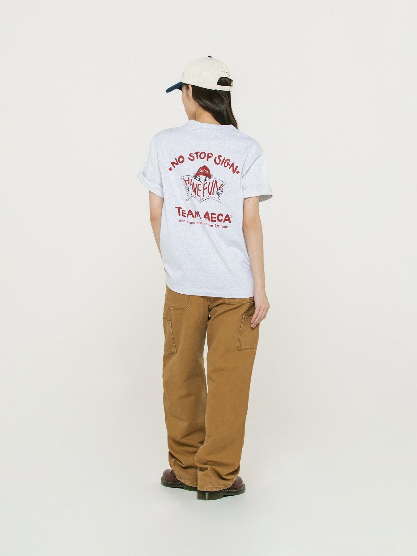 Team work half sleeve-light grey