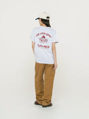 Team work half sleeve-light grey