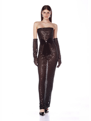 Farah embellished maxi dress with gloves