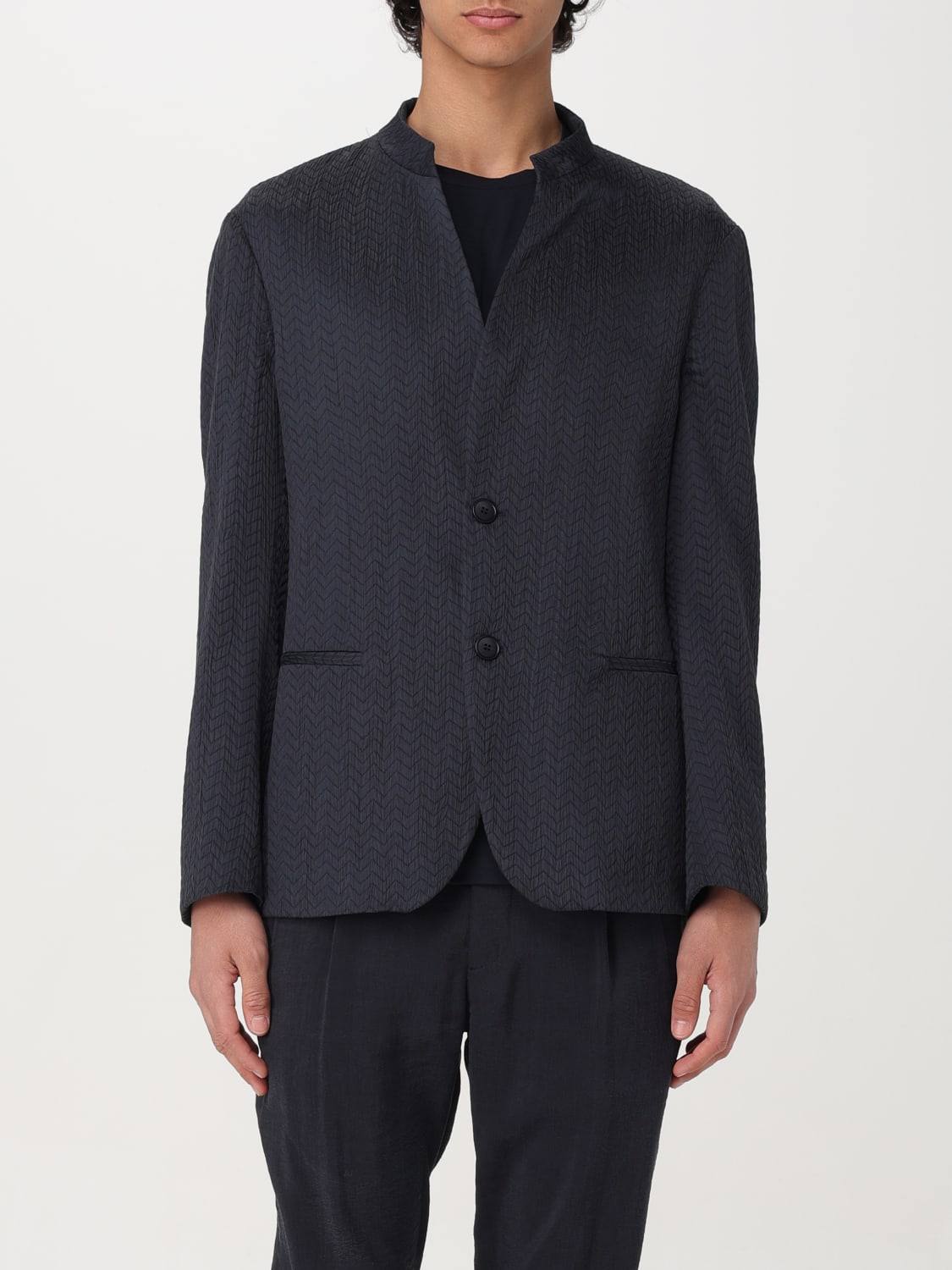 Giorgio Armani textured-finish single-breasted blazer