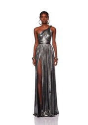 GODDESS ONE SHOULDER SILVER GOWN