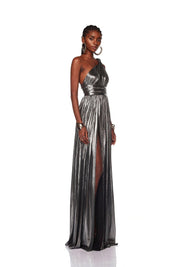 GODDESS ONE SHOULDER SILVER GOWN