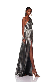 GODDESS ONE SHOULDER SILVER GOWN