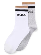 Two-pack of kids' socks with logo and stripes