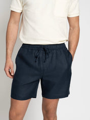 Linen drawstring shorts navy