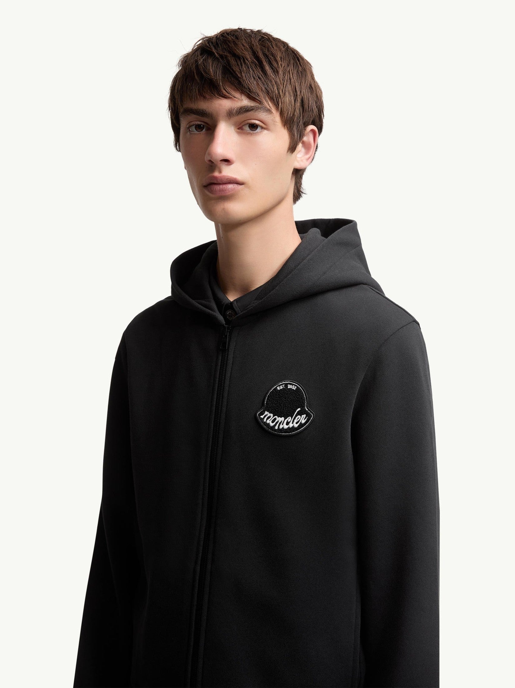 Logo cotton zip-up hoodie