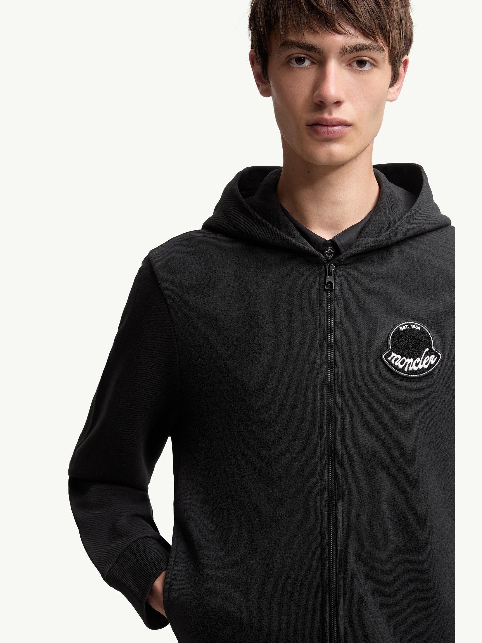 Logo cotton zip-up hoodie