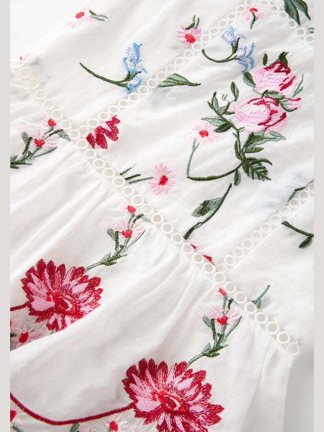 Maisie embroidered frill dress