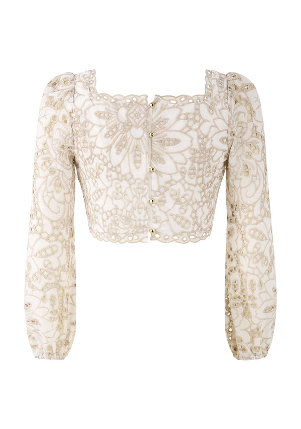 MAKAYLA EMBROIDERED TOP